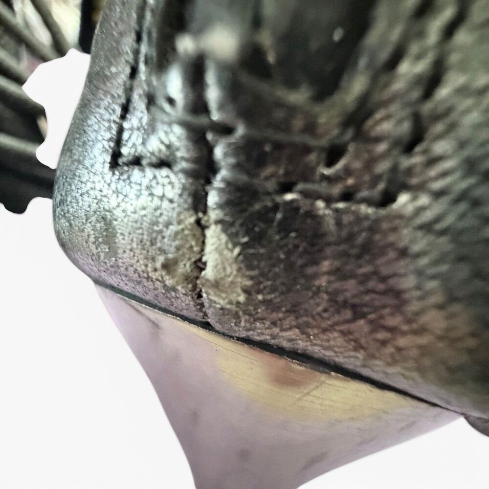 vintage l.a.m.b. gwen stefani gunmetal zip back metal heels y2k hard to find 7.5 - Picture 7 of 7